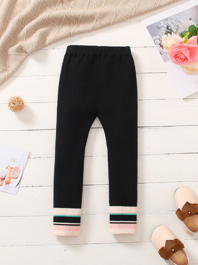 Flickor Elegant Casual Randig Stretchy Stickade Leggings För Vintern