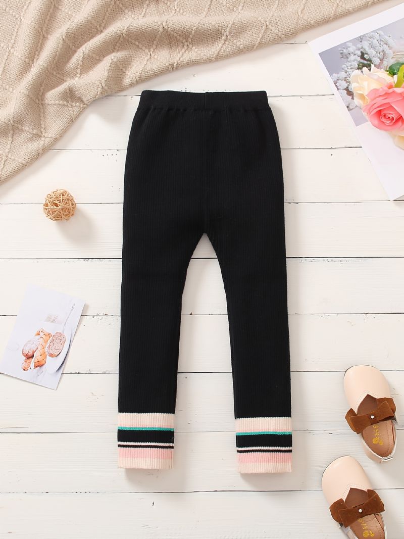 Flickor Elegant Casual Randig Stretchy Stickade Leggings För Vintern