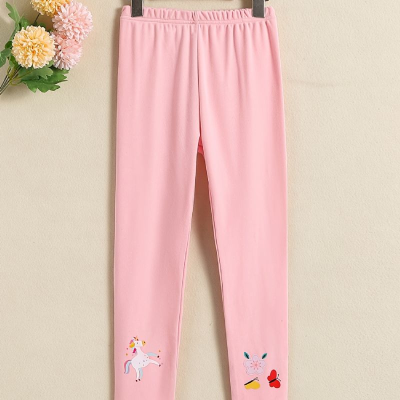 Flickor High Stretch Mjuka Leggings Unicorn Blommor Butterfly Print Byxor Barnkläder