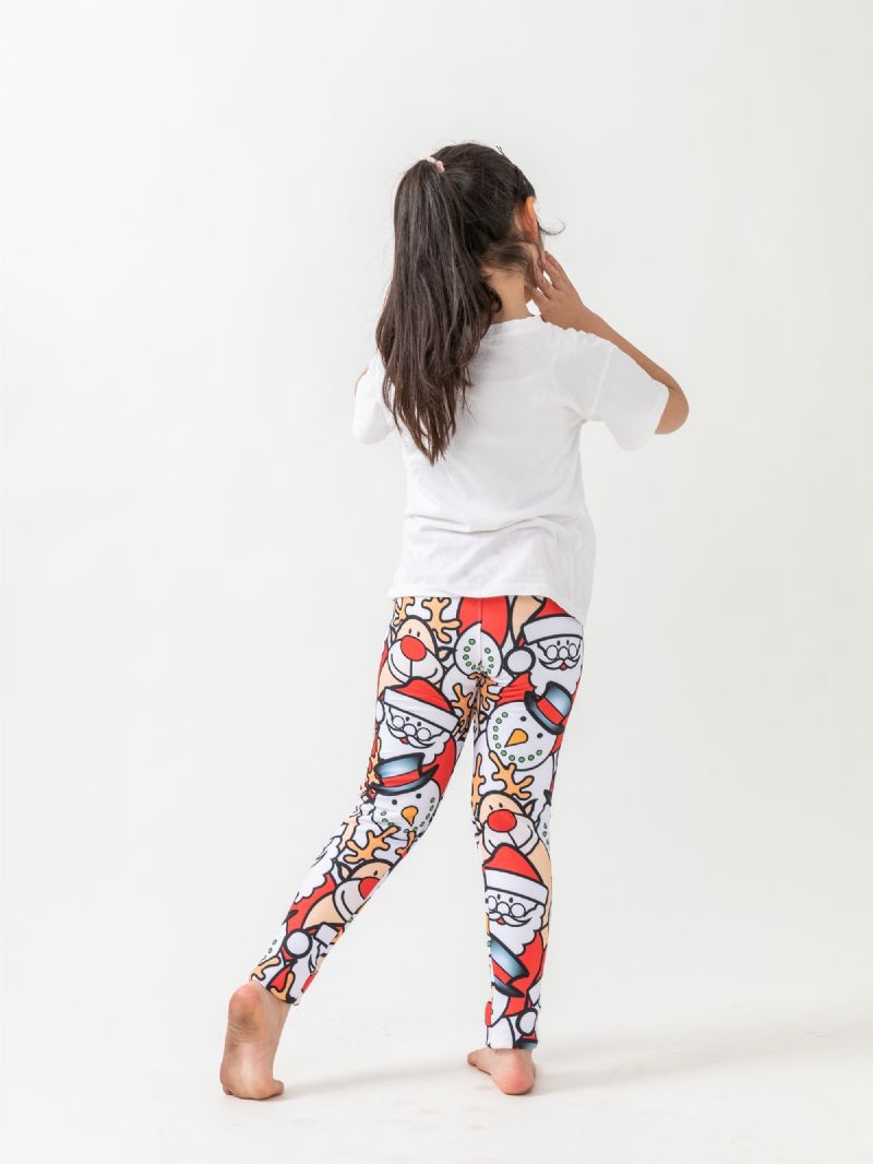 Flickor Jul Tecknad Tryckta High Stretch Leggings