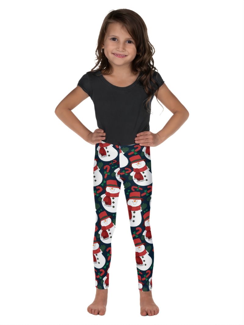 Höst Vinter Flickor Jul Serie Snowman Printed Leggings