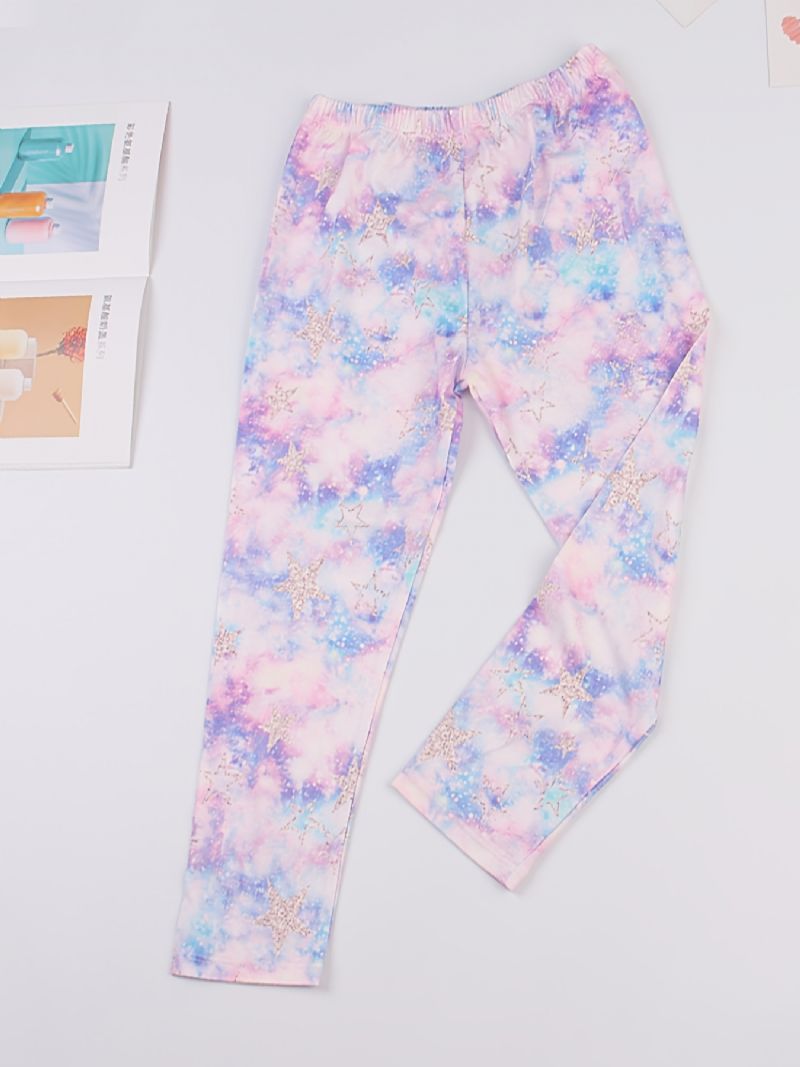 Tie Dye Leggings Med Stjärntryck