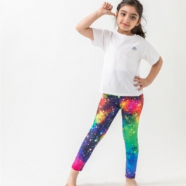 Tjejer Galaxy Print Leggings Med Hög Stretch