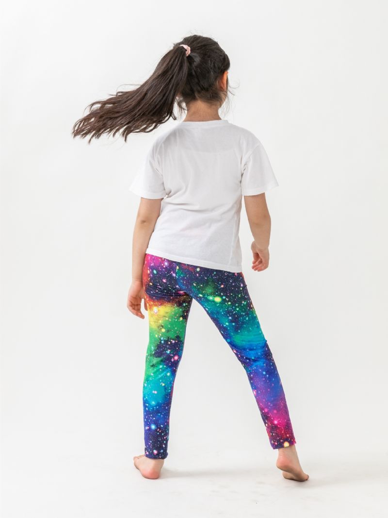 Tjejer Galaxy Print Leggings Med Hög Stretch