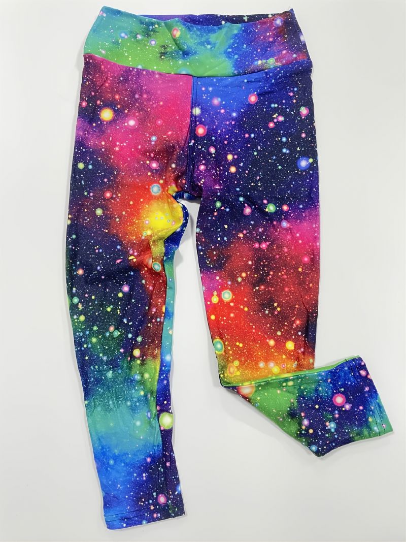 Tjejer Galaxy Print Leggings Med Hög Stretch