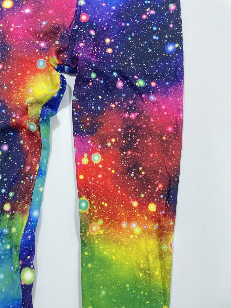 Tjejer Galaxy Print Leggings Med Hög Stretch