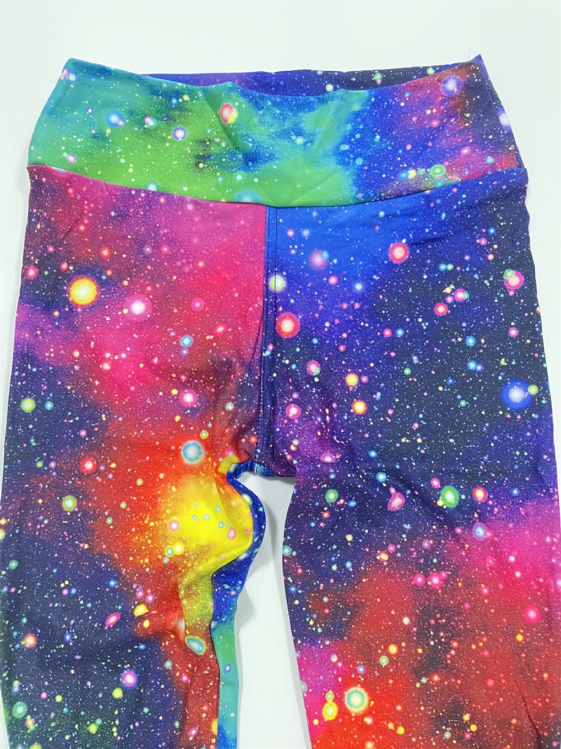 Tjejer Galaxy Print Leggings Med Hög Stretch