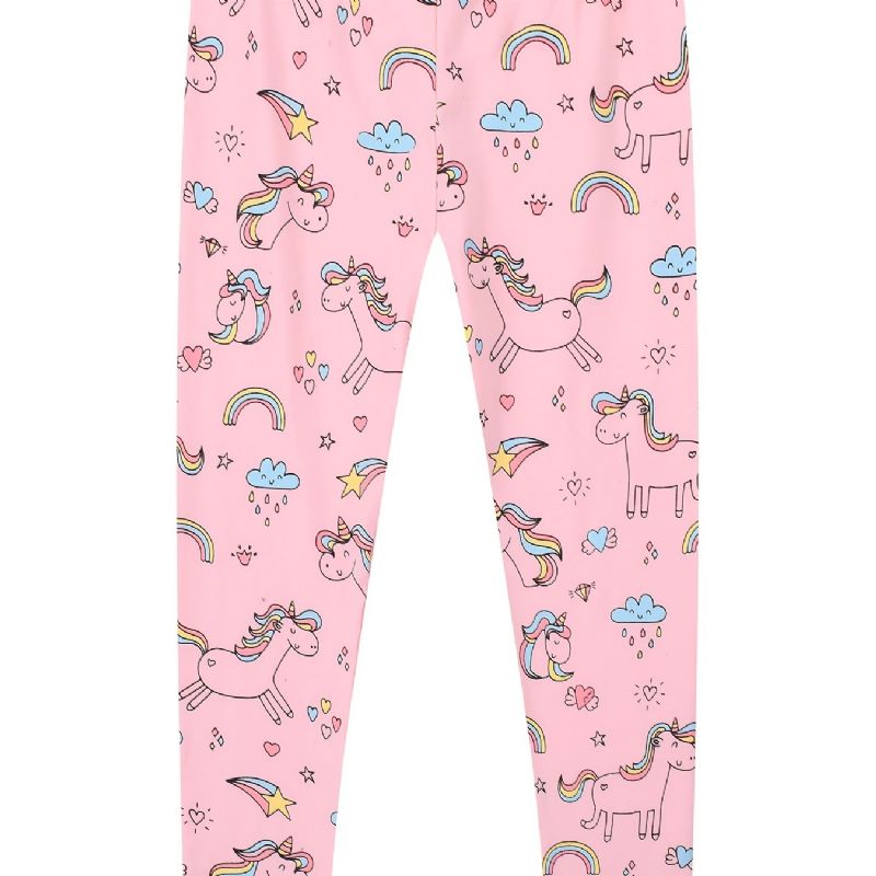 Tjejer Stretch Mjuka Leggings Söta Unicorn Full Print Byxor Barnkläder