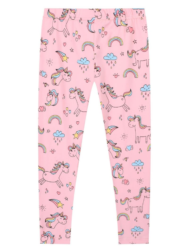 Tjejer Stretch Mjuka Leggings Söta Unicorn Full Print Byxor Barnkläder