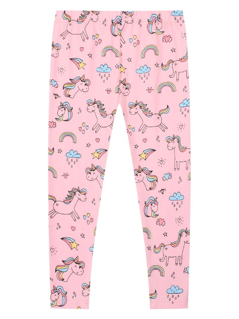 Tjejer Stretch Mjuka Leggings Söta Unicorn Full Print Byxor Barnkläder