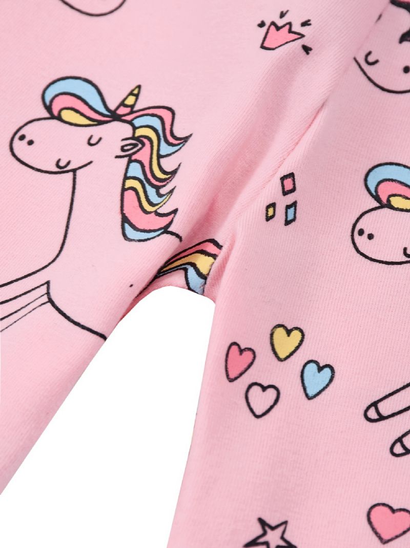 Tjejer Stretch Mjuka Leggings Söta Unicorn Full Print Byxor Barnkläder