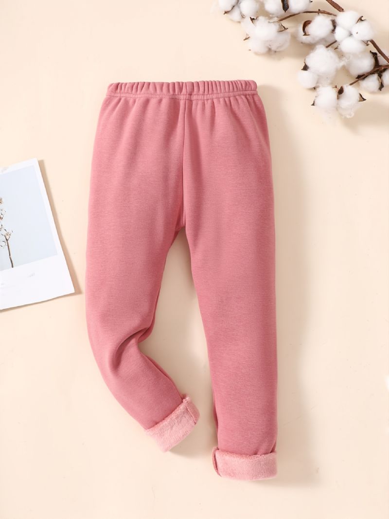 Winter New Bebis Flickor Bomull Leggings Rosa