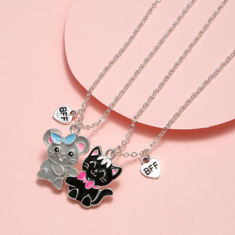 2st Barn Flickor Katt & Mus Bff Hänge Halsband Set