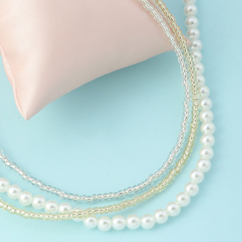 3st Faux Pearl Bead Halsband För Bebis Flickor Toddler Barn