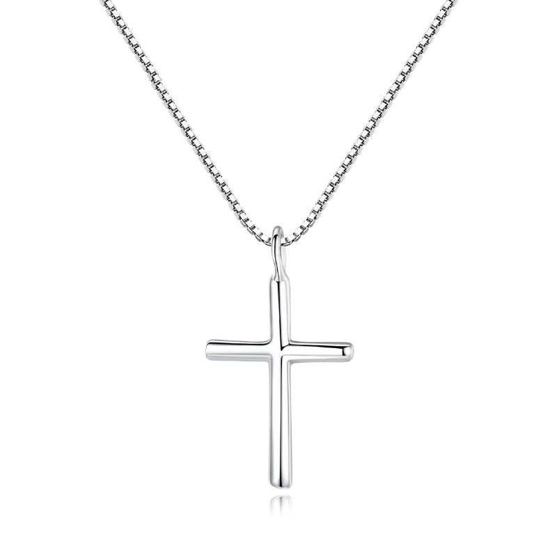 925 Sterling Silver Cross Halsband Kvinna Litet Hänge Flickor Barns Nyckelbenskedja