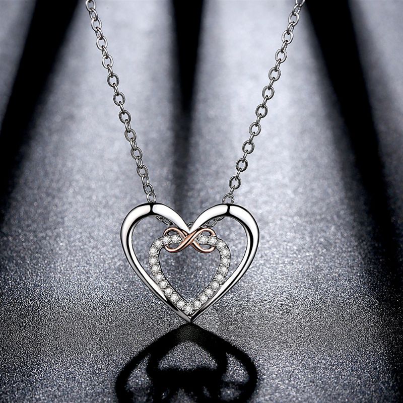 Infinity Heart Zircon Halsband För Kvinnor Berlocker Smycken Present Födelsedagspresenter För Fru Flickor Henne