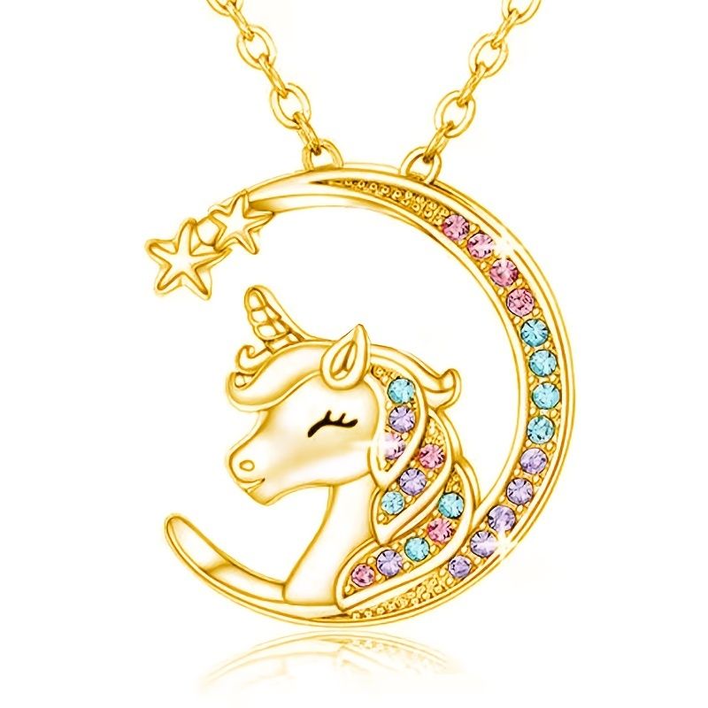 Moon Unicorn Hänge Halsband Jul Födelsedagsfest Presenter För Bebis Flickor Toddler Barn