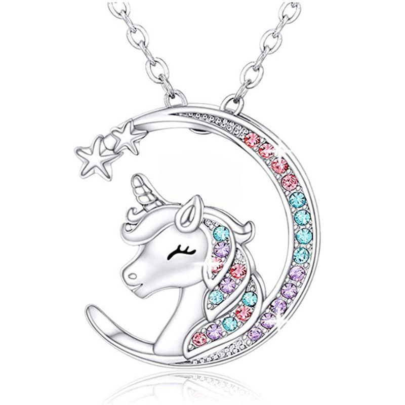 Moon Unicorn Hänge Halsband Jul Födelsedagsfest Presenter För Bebis Flickor Toddler Barn