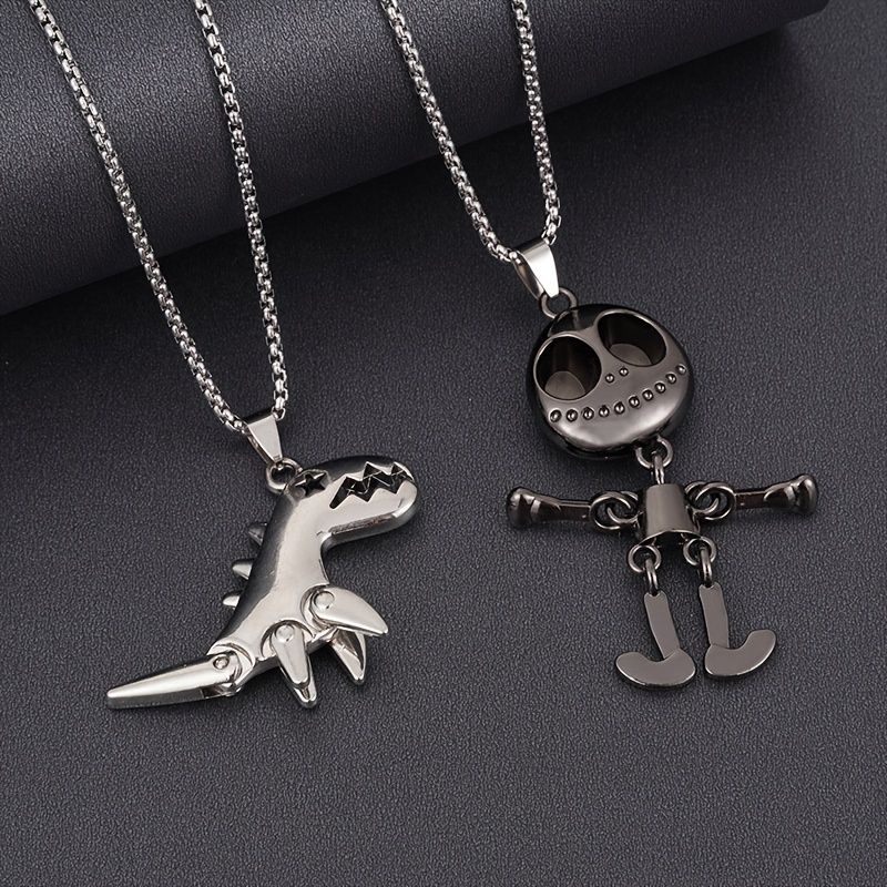 Pojkar Dinosaurie Skull Hänge Halsband Hip Hop Sweatshirt Chain Barngåva