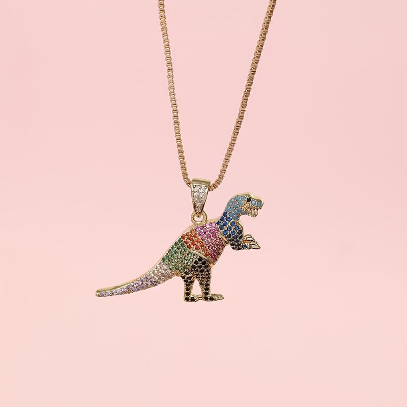 Pojkar Flickor Rhinestone Dinosaur Hänge Halsband Barnpresent