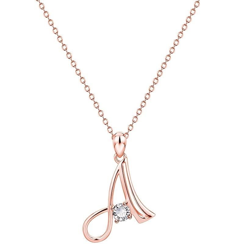 Rose Golden Engelska Alfabetet Zirkon Hänge Halsband Smycken Present Födelsedagspresenter För Kvinnor Mamma Fru Flickor Henne