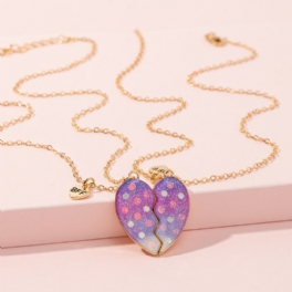 Söt Kreativ Paljett Ripped Peach Heart Good Friend Barn Halsband Set