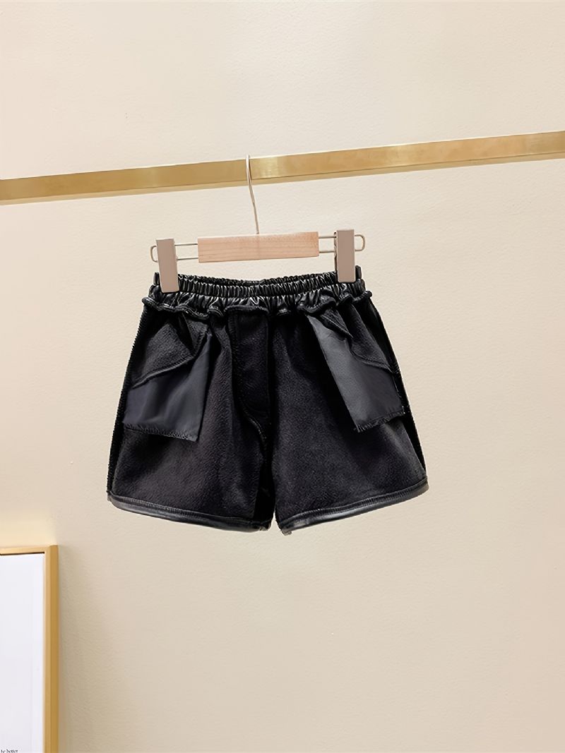 Läderbyxor För Flickor The New Autumn Winter Black Leather Shorts