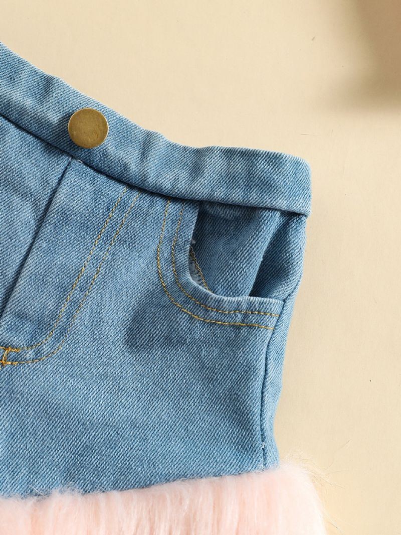 Söta Lurviga Jeansshorts För Flickor