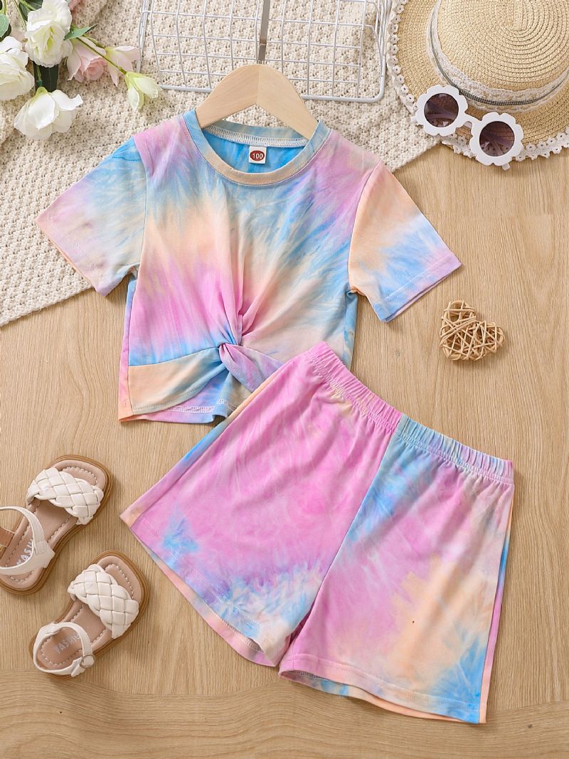 Toddler Bebis Flickor Tie Dye Tryckt Topp + Shorts