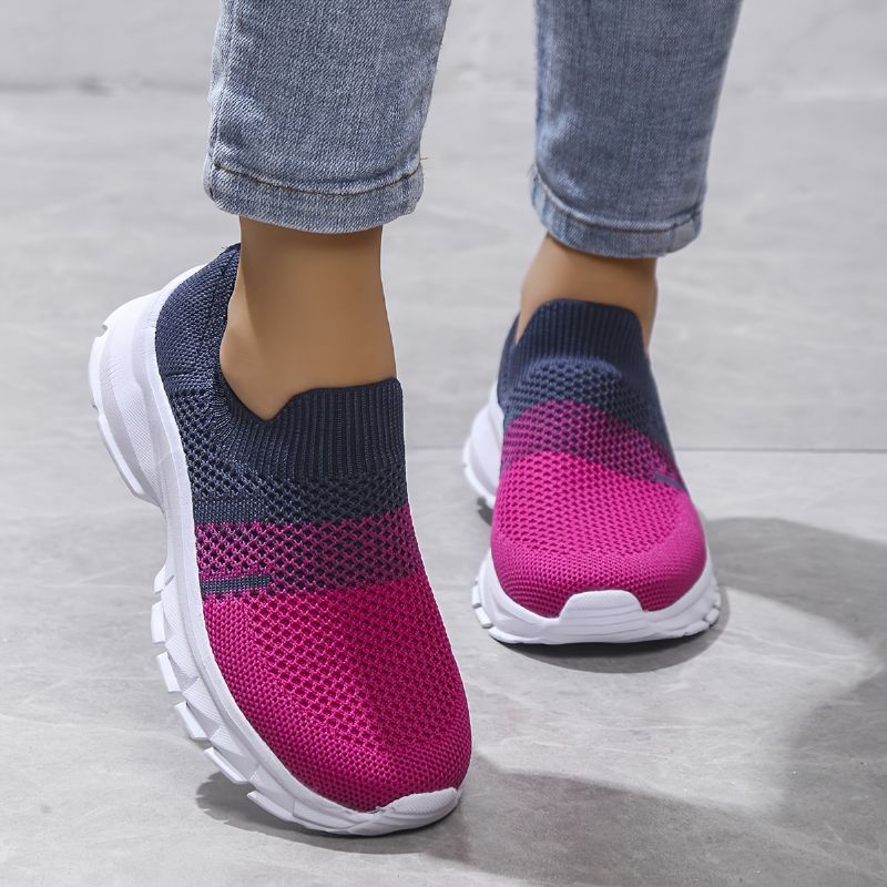 Flickor Casual Mesh Gradient Sneakers Bekväma Lätta Andas Slip-on Sportskor För Utomhusbruk