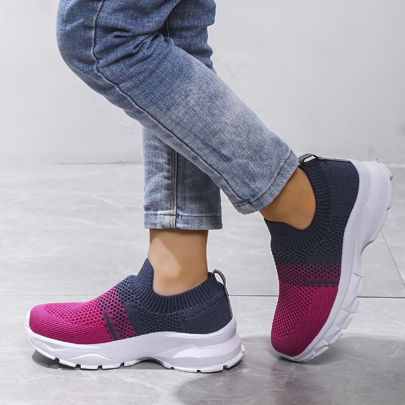 Flickor Casual Mesh Gradient Sneakers Bekväma Lätta Andas Slip-on Sportskor För Utomhusbruk