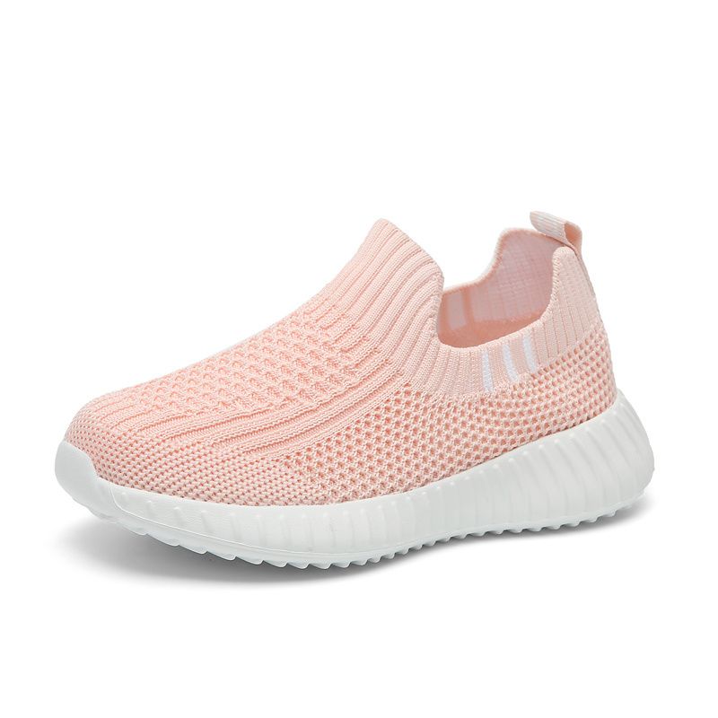 Flickor Casual Mesh Slip On Sneakers Andas Lättvikts Low Top Löparskor Elastiska Sportskor