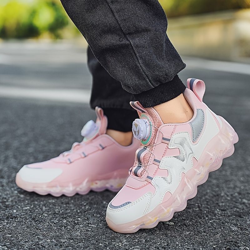 Flickor Nya Lätta Sneakers Andas Löparskor Med Söt Rosa Design