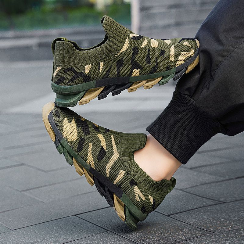 Pojkar All Season Camo Green Sneakers