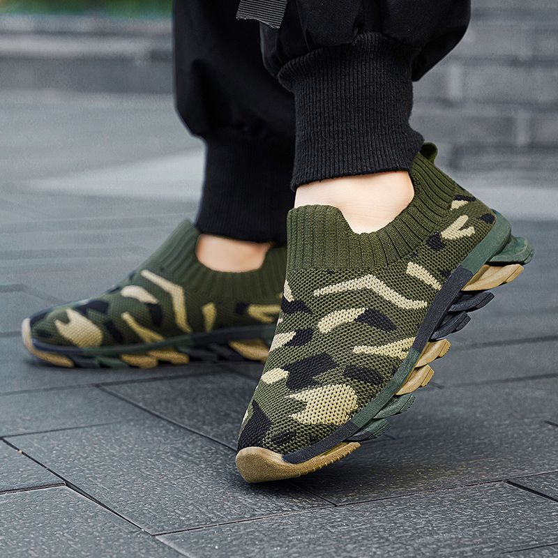 Pojkar All Season Camo Green Sneakers