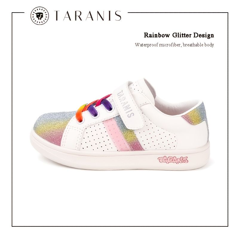 Rainbow Glitter Design Ribbon Vattentät Andas Sneakers För Flickor