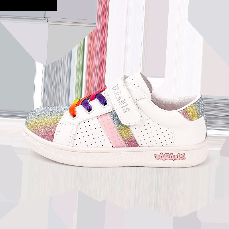 Rainbow Glitter Design Ribbon Vattentät Andas Sneakers För Flickor