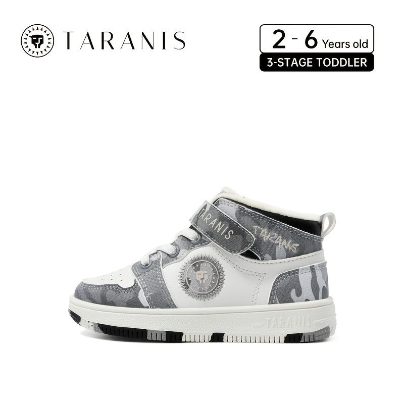 Toddler Plus Velvet Warm Sneakers Mjuk Sula Halkfri Kardborrefäste High Top Skate Skor För Bebis Flickor Pojkar