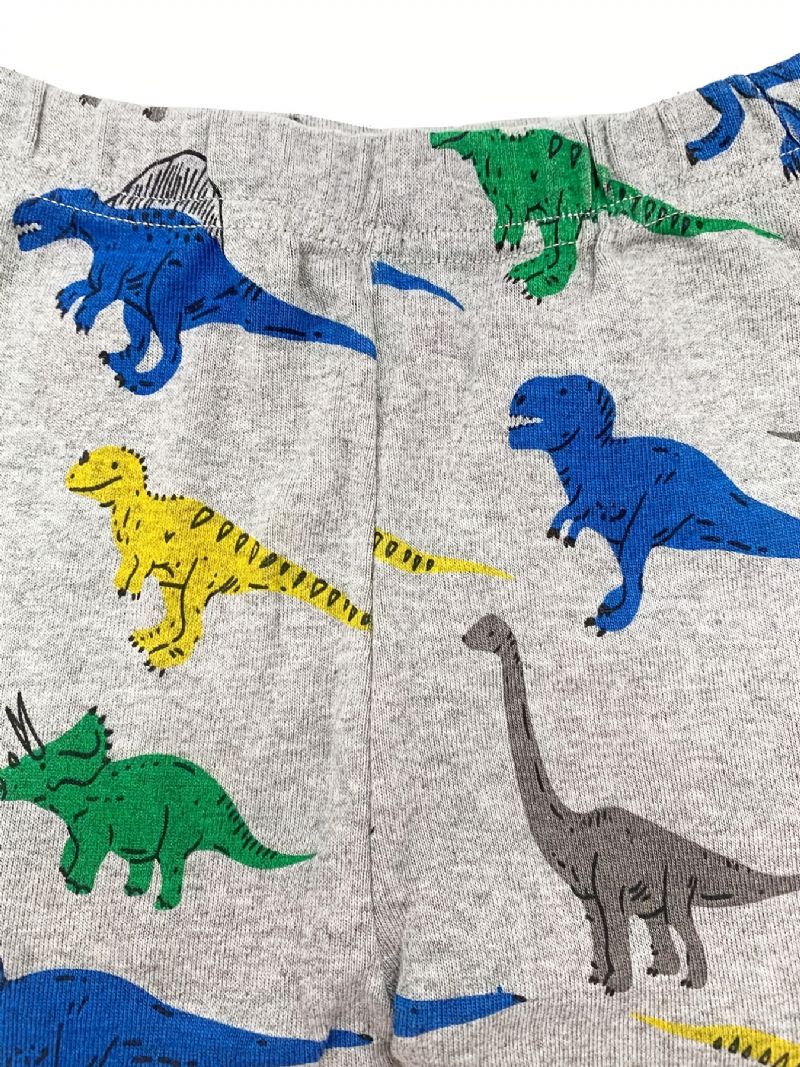 2 St Söt Pyjamas För Pojkar Med Tecknad Dinosaurietryck Långärmade Toppar Och Byxor För Vintern