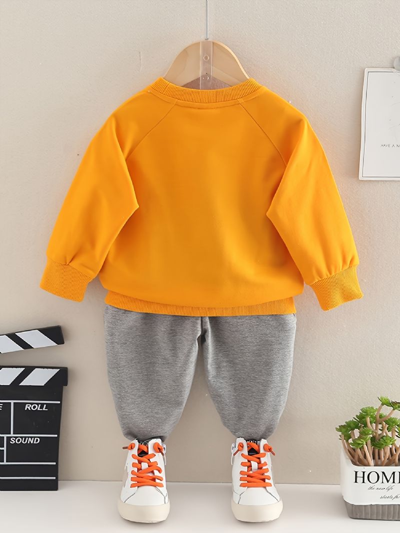 2st Bebis Pojkar Enfärgad Pullover Rund Neck Långärmad Sweatshirt & Byxor Barnkläder