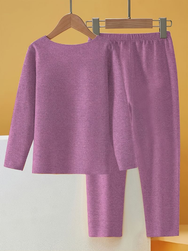 2st Pojkar Casual Simple Pyjamas Set Med Thermal Fleece Tops & Byxor För Vintern