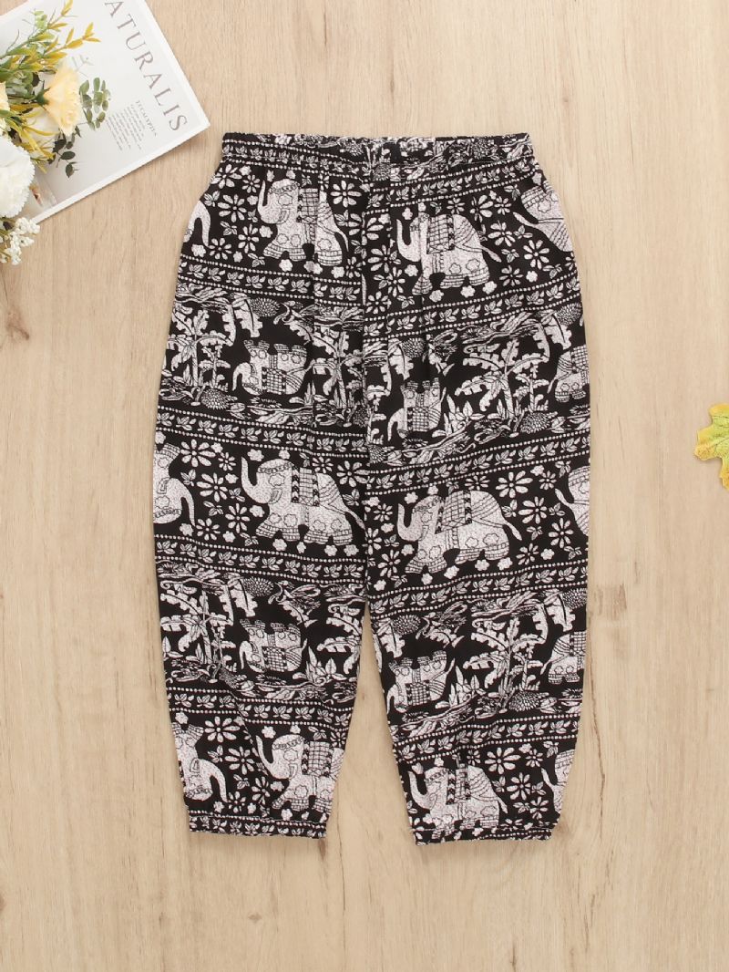 Barn Flickor Söta Cartoon Elephant Print Casual Byxor