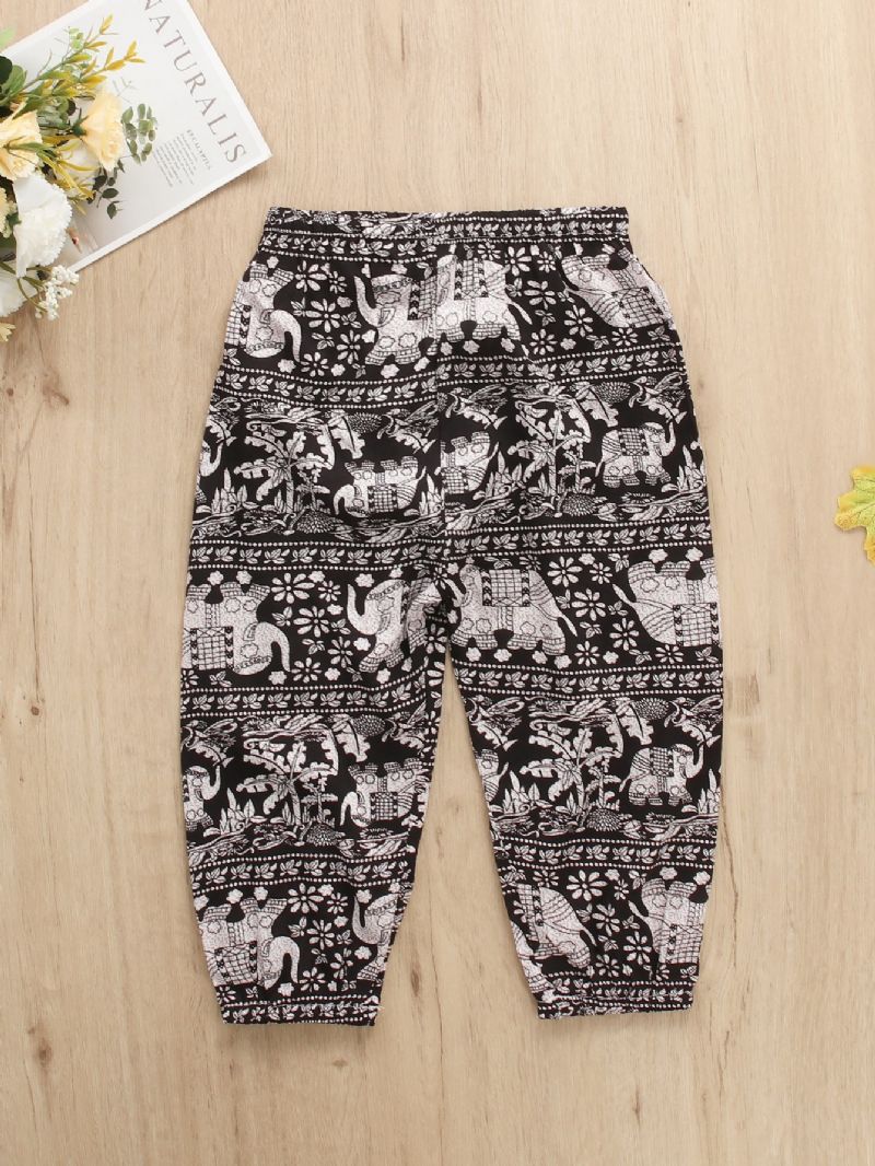 Barn Flickor Söta Cartoon Elephant Print Casual Byxor