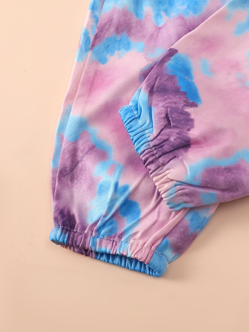 Bebis Flickor Träningsbyxor Elastisk Midja Fjärilstryck Tie Dye Sport Joggerbyxor Barnkläder