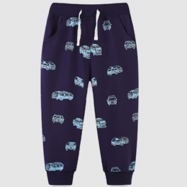 Bebis Pojkar Cartoon Car Print Sweatpants Barns Elastiska Midja Sport Joggerbyxor