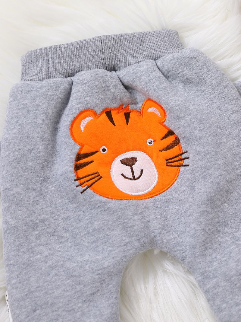 Bebisbyxor Fleece Förtjockad Varm Söt Tiger Print För Pojkar Flickor Ny Höst Vinter