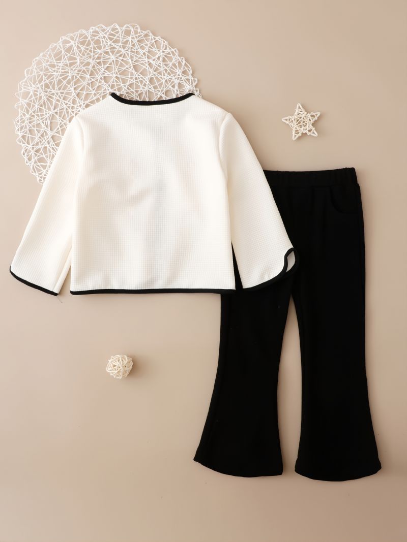 Christmas Price Cuts Flickor Mode Outfit White Flared Sleeve Kappa & Pant