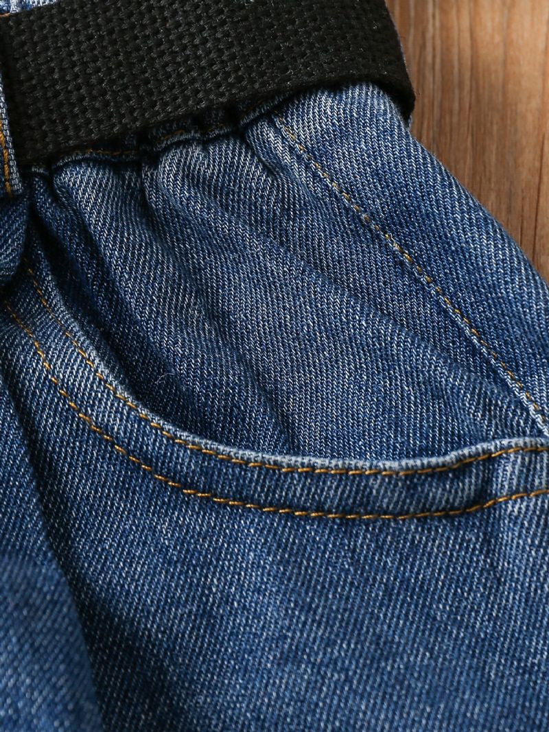 Flickor Blue Carrot Pants Bälte Denim