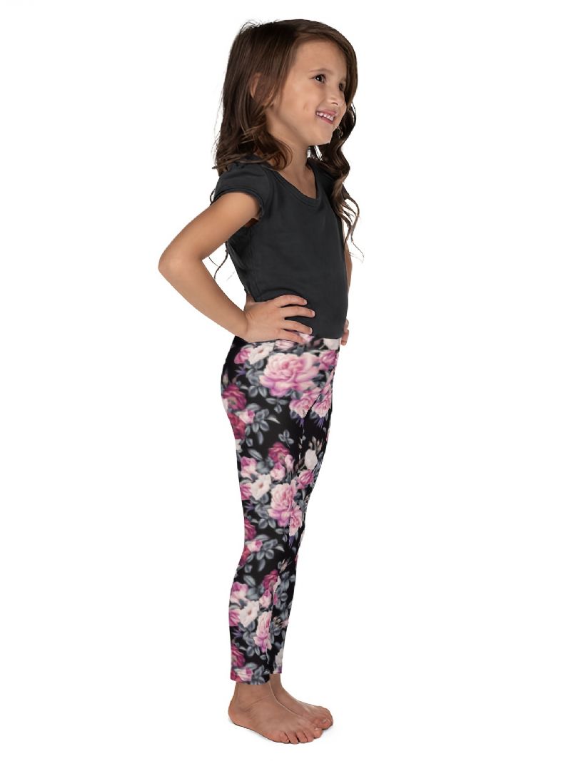 Flickor Hög Stretch Mjuka Leggings Blommor Print Byxor Barnkläder