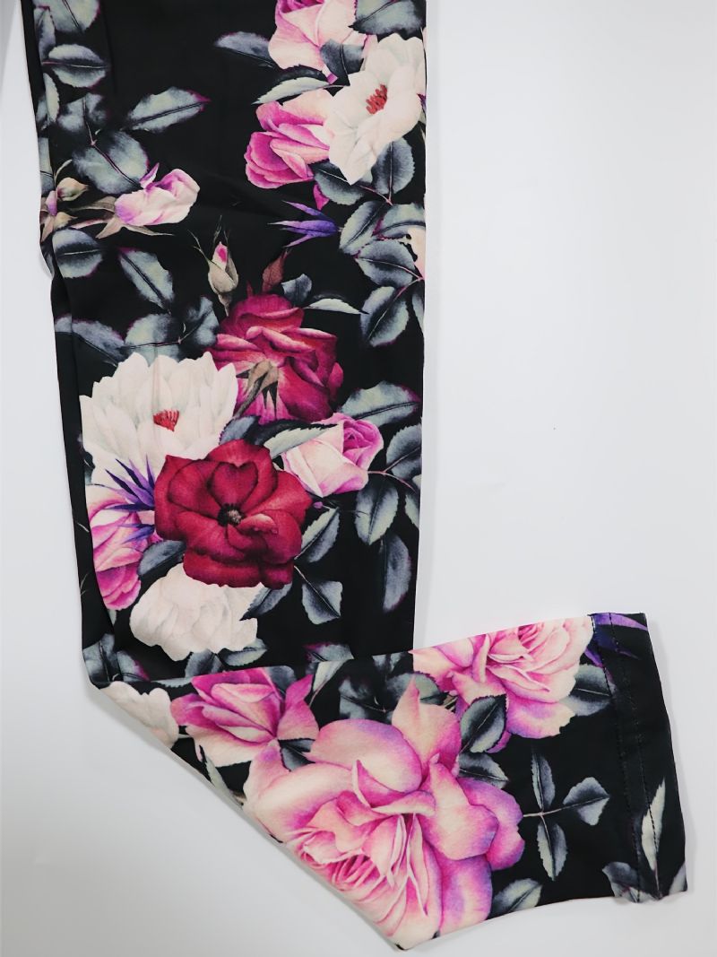 Flickor Hög Stretch Mjuka Leggings Blommor Print Byxor Barnkläder